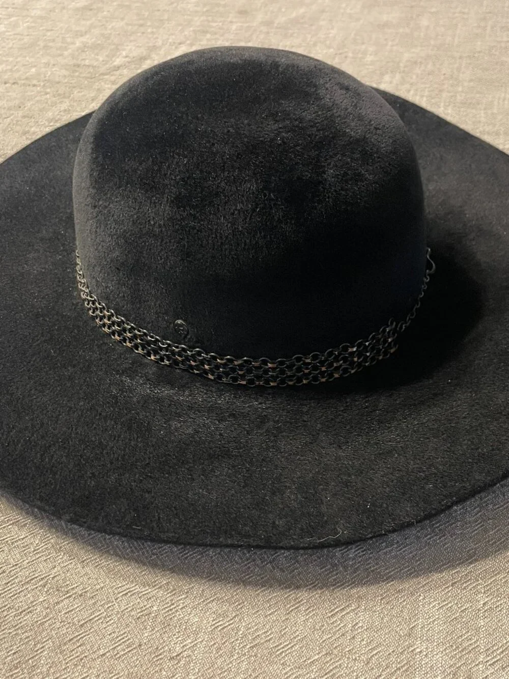 Helen Kaminski Australia Rabbit Fur Felt Wide Brim Hat Black One Size!
